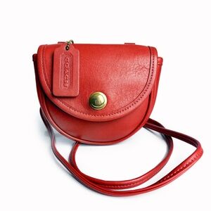 Vintage Coach Mini Bag Belt Bag Crossbody #9826 Messenger Red Leather USA